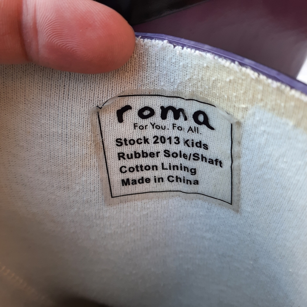 Roma Purple and Black Rain Boots Rubber Galoshes Spring Summer Youth 3 - Picture 11 of 13